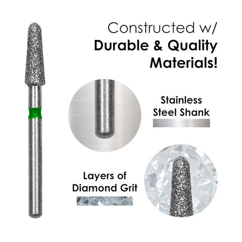 Medidenta Galil Diamond Multi-Use Dental Bur - Round End Taper Shape Coarse Grit 856-016C, FG Shank, 1.6mm Head Diameter, High-Speed Cutting for Crown Prep & Reduction (10 Pack) in Kuwait