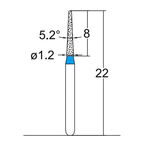 164.12M1, Conical Pointed, Slender, 1.2 mm Dia, Medium Grit Diamond Bur, 5 per Pack in Saudi Arabia