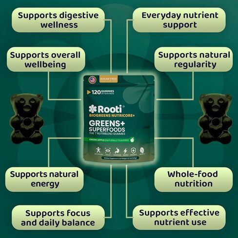 Super Greens Gummies for Adults – 7-in-1 Whole Food Supplement, Spirulina, Lion’s Mane, Probiotics, Fiber & Digestive Enzymes Vegan, Sugar-Free, Digestive & Immune Support, 120 Gummies in Saudi Arabia