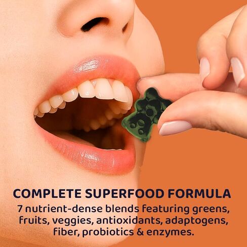 Super Greens Gummies for Adults – 7-in-1 Whole Food Supplement, Spirulina, Lion’s Mane, Probiotics, Fiber & Digestive Enzymes Vegan, Sugar-Free, Digestive & Immune Support, 120 Gummies in Saudi Arabia