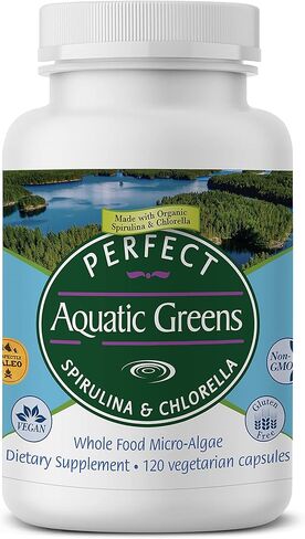 Perfect Supplements – Perfect Aquatic Greens – 120 Vegetable Capsules – Organic Spirulina and Chlorella Supplement – Nutritious Superfood in Kuwait