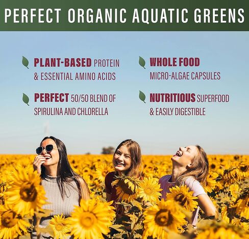 Perfect Supplements – Perfect Aquatic Greens – 120 Vegetable Capsules – Organic Spirulina and Chlorella Supplement – Nutritious Superfood in Kuwait