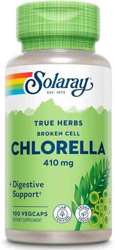 SOLARAY Broken Cell Chlorella 410 mg | Nutrient-Rich Superfood w/Naturally Occurring Protein, Vitamins, Minerals, Chlorophyll | Non-GMO | 100 VegCaps in Saudi Arabia