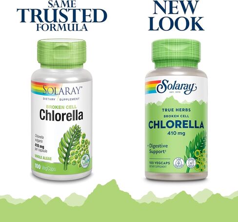SOLARAY Broken Cell Chlorella 410 mg | Nutrient-Rich Superfood w/Naturally Occurring Protein, Vitamins, Minerals, Chlorophyll | Non-GMO | 100 VegCaps in Saudi Arabia