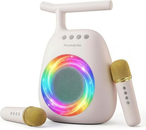 Karaoke Machine for Kids Adults Portable Bluetooth Speaker with 2 Wireless Microphones LED Lights Artistic Design 8-Hour Battery Support Family&Party Choice Fun for All Ages Gifts in Saudi Arabia