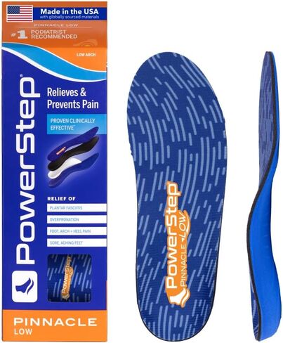 Powerstep Mens Pinnacle Low Insole, Blue/Orange in Kuwait
