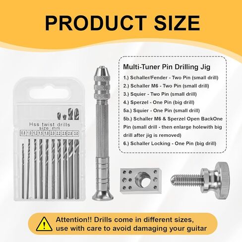 أداة تثبيت موالف الجيتار، أداة تثبيت موالف الجيتار - مجموعة قوالب كاملة مكونة من 6 دبابيس - متوافقة مع Fender Stratocaster/Telecaster والجيتار الكهربائي Squier in Kuwait