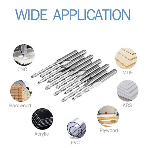 10pcs 3.175mm Shank Ball Nose End Mill 2 Flutes Spiral Milling Cutter CNC Engraving Carving Router Bit for Wood MDF PVC Tool Set(3.175x12) in Saudi Arabia