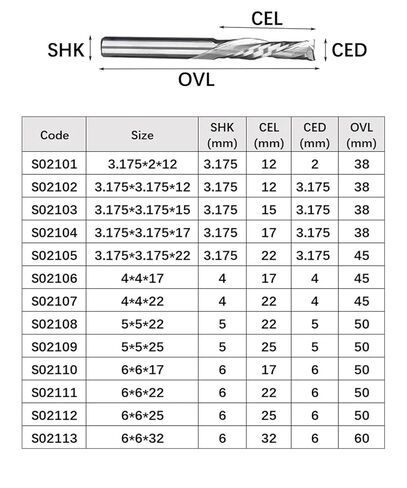 Vsharp 3.175 4 5 6mm Shank 2 Flute Left Spiral End Mill Tungsten Carbide Double Edge Down Cut Milling Cutter for Acrylic MDF PVC(4x4x22) in Saudi Arabia
