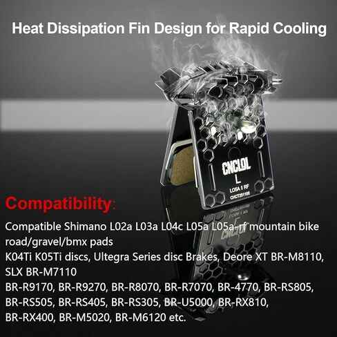 Bike Disc Brake Pads Resin Metal for Shimano L03A L02A L04C L05A L05a-rf K04Ti K05Ti Ultegra with Cooling Fin,BR-M8110 BR-M7110 BR-R9170 BR-R8070 BR-R7070 BR-RS805 BR-RX810 BR-RX400 in Kuwait