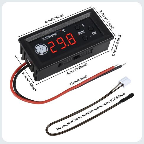 Fan Temperature Controller, DC 12V 3A PWM 4-Wire Fan Speed Controller Module, Temperature Controlled Governor with Temperature Probe Digital Display for PC, Water Droplet Head in Saudi Arabia