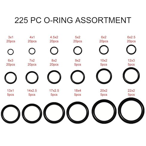 225pcs Rubber O-Ring Assortment Kit, 18 Size General Repair Sealing Gasket Set for Faucet, Plumbing, Automotive in Saudi Arabia