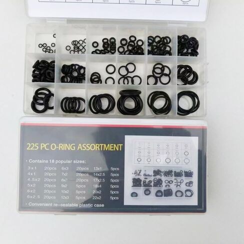 225pcs Rubber O-Ring Assortment Kit, 18 Size General Repair Sealing Gasket Set for Faucet, Plumbing, Automotive in Saudi Arabia