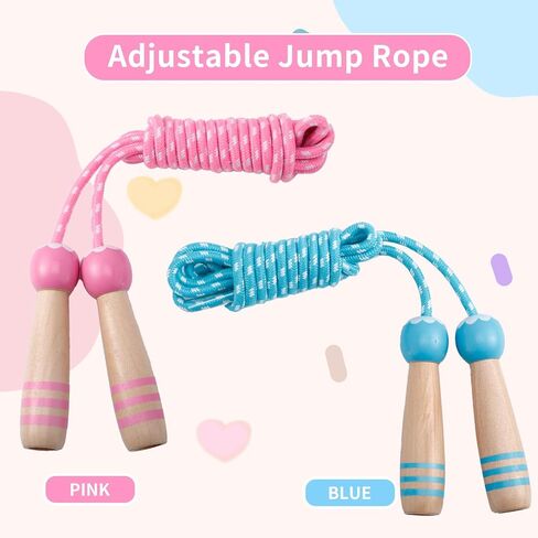 2 Pack Jump Rope for Kids,8.2 feet Cotton Braided Skipping Rope with Wooden Handle,Adjustable Jumping Ropes for Boys Girls Fitness Workout Exercise Outdoor Activity in Kuwait