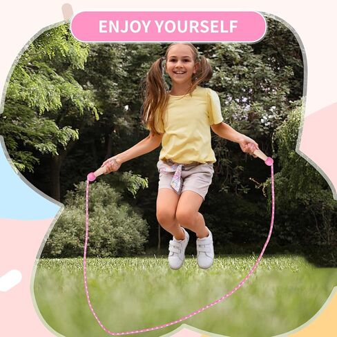 2 Pack Jump Rope for Kids,8.2 feet Cotton Braided Skipping Rope with Wooden Handle,Adjustable Jumping Ropes for Boys Girls Fitness Workout Exercise Outdoor Activity in Kuwait