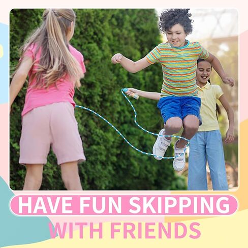 2 Pack Jump Rope for Kids,8.2 feet Cotton Braided Skipping Rope with Wooden Handle,Adjustable Jumping Ropes for Boys Girls Fitness Workout Exercise Outdoor Activity in Kuwait