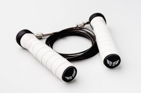 Premium Jump Rope - Fast clip connections, Adjustable PVC covered steel wire cable, Comfortable ergonomic white foam handles, for Fitness, Boxing, Cardio, Cross Training, HIIT and Home Workouts, Skipping Rope for Men & Women. in Saudi Arabia