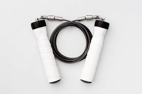 Premium Jump Rope - Fast clip connections, Adjustable PVC covered steel wire cable, Comfortable ergonomic white foam handles, for Fitness, Boxing, Cardio, Cross Training, HIIT and Home Workouts, Skipping Rope for Men & Women. in Saudi Arabia