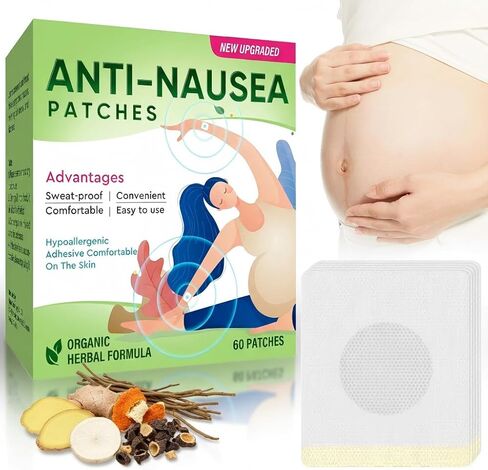 Pregnancy Nausea Relief, Morning Sickness Patches | Fast Acting and Natural Gentle Stickers for Quick Comfort, 60 Counts Anti Nausea Support for Pregnant Women in Kuwait