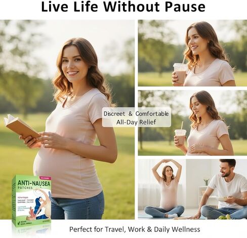 Pregnancy Nausea Relief, Morning Sickness Patches | Fast Acting and Natural Gentle Stickers for Quick Comfort, 60 Counts Anti Nausea Support for Pregnant Women in Kuwait