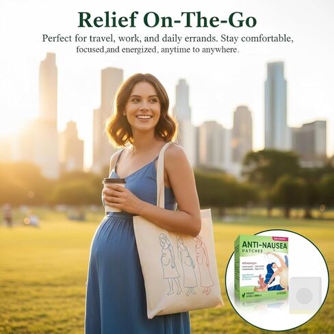 Pregnancy Nausea Relief, Morning Sickness Patches | Fast Acting and Natural Gentle Stickers for Quick Comfort, 60 Counts Anti Nausea Support for Pregnant Women in Kuwait