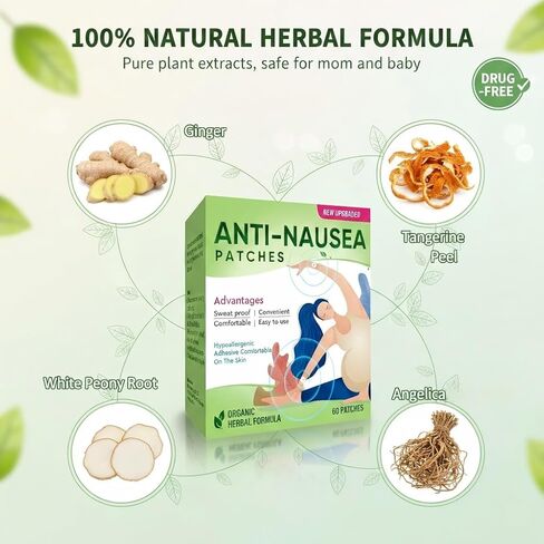 Pregnancy Nausea Relief, Morning Sickness Patches | Fast Acting and Natural Gentle Stickers for Quick Comfort, 60 Counts Anti Nausea Support for Pregnant Women in Kuwait