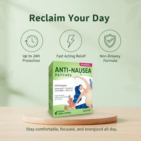 Pregnancy Nausea Relief, Morning Sickness Patches | Fast Acting and Natural Gentle Stickers for Quick Comfort, 60 Counts Anti Nausea Support for Pregnant Women in Kuwait