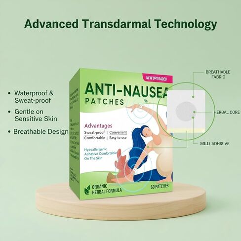 Pregnancy Nausea Relief, Morning Sickness Patches | Fast Acting and Natural Gentle Stickers for Quick Comfort, 60 Counts Anti Nausea Support for Pregnant Women in Kuwait