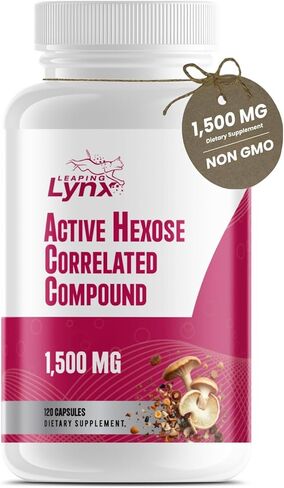 Active Hexose Correlated Compound 1500 mg, Clinically Studied Mushroom Extract for Immune System Support & Cellular Defense | 120 Capsules (40-Day Supply) | Non-GMO, Shiitake, Lion's Mane, Turkey Tail in Kuwait
