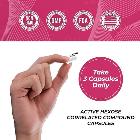Active Hexose Correlated Compound 1500 mg, Clinically Studied Mushroom Extract for Immune System Support & Cellular Defense | 120 Capsules (40-Day Supply) | Non-GMO, Shiitake, Lion's Mane, Turkey Tail in Kuwait