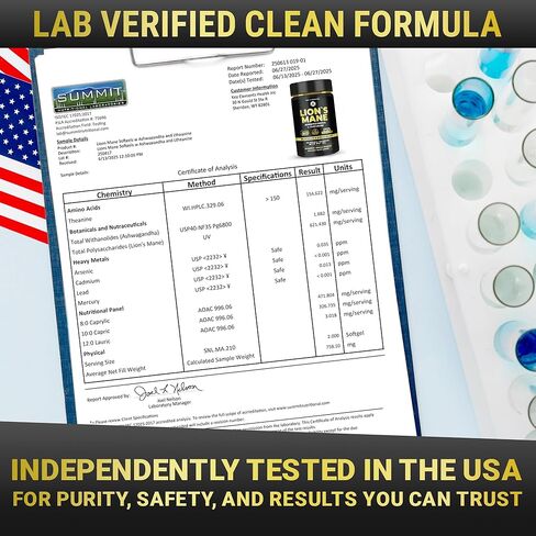 KEY ELEMENTS Organic Lions Mane Supplement Capsules with MCT Oil for Brain Support & Relaxed Focus - Lion's Mane Extract with Ashwagandha and L-Theanine - Lions Mane Mushroom Softgels in Kuwait