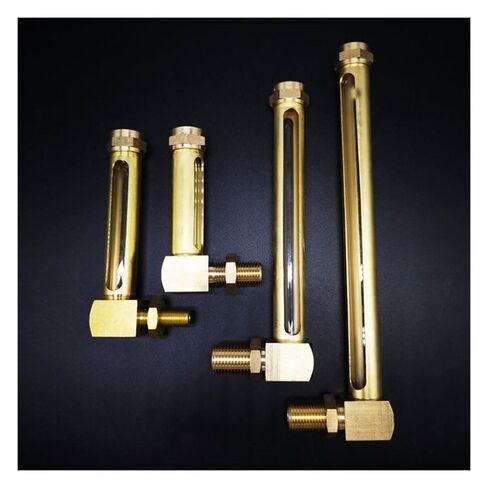 1pc Brass Oil Level Indicator Sight Glass Gauge - L-Shape BSP Male Thread, Double Window,80mm-200mm Length(3/8" x125mm) in Saudi Arabia