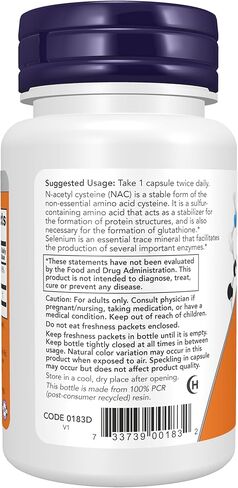 Now Supplements, NAC (N-Acetyl Cysteine) 600 mg with Selenium 30 Capsules in Saudi Arabia