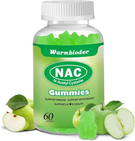 علكات NAC للبالغين والأطفال 1200 ملجم، مكمل NAC N-أسيتيل سيستين، دعم المناعة، NAC قابل للمضغ يدعم صحة الكبد، خالي من السكر، نكهة التفاح الأخضر in Kuwait