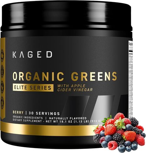 Kaged Organic Greens Superfood Powder, Outlive100 Berry, Supergreens, Apple Cider Vinegar, Ashwagandha, 30 Servings in Saudi Arabia
