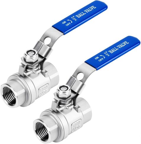 2 حزمة 1/2 بوصة صمامات كروية NPT أنثى من الفولاذ المقاوم للصدأ 304 منفذ كامل 1/2 بوصة صمام كروي مع مقبض قفل، صمام إغلاق عالي التحمل للمنزل والصناعي (1/2 بوصة) in Kuwait