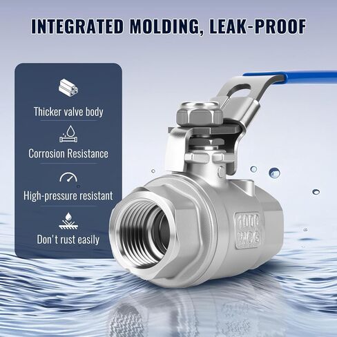 2 Pack 1/2'' Ball Valves NPT Female Stainless Steel 304 Full Port 1/2 Inch Ball Valve with Locking Handle, Heavy Duty Shut Off Valve for Home and Industrial(1/2 Inch) in Saudi Arabia