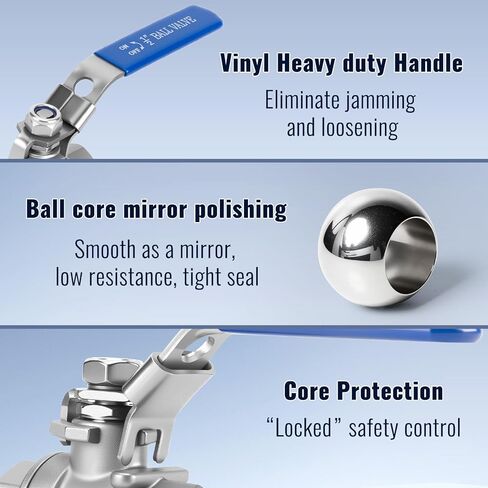 2 Pack 1/2'' Ball Valves NPT Female Stainless Steel 304 Full Port 1/2 Inch Ball Valve with Locking Handle, Heavy Duty Shut Off Valve for Home and Industrial(1/2 Inch) in Saudi Arabia