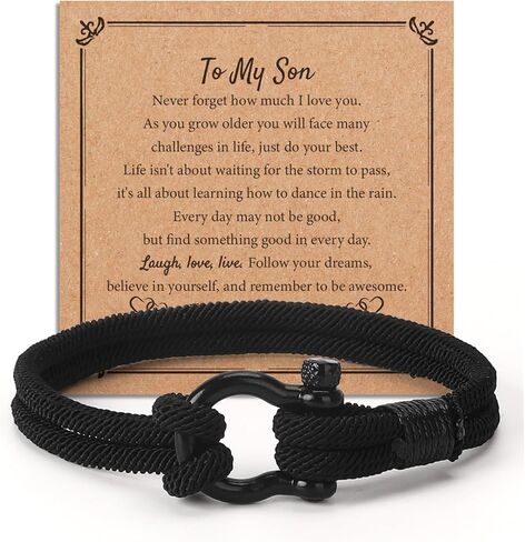 Son Gifts from Mom, To My Son Rope Bracelet from Mom, Gifts for Sons Teen Boys for Birthday Graduation Christmas Easter Teenage Boys Gift Ideas in Kuwait