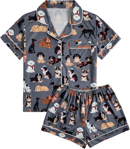 Soly Hux Pajamas Pajamas مجموعة لطيف المطبوعة قميص الأكمام القصير مع سروال سراويل Sleepwear PJS in Kuwait