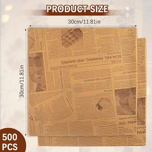 500 Pcs 12 x 12 Inch Deli Wax Paper Sheets Grease Resistant Tray Basket Liners Newsprint Paper Water and Grease Proof Sandwich Wrapping Papers Square Hot Dog Wrappers for Food Baking in Saudi Arabia