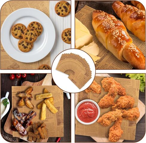 500 Pcs 12 x 12 Inch Deli Wax Paper Sheets Grease Resistant Tray Basket Liners Newsprint Paper Water and Grease Proof Sandwich Wrapping Papers Square Hot Dog Wrappers for Food Baking in Saudi Arabia