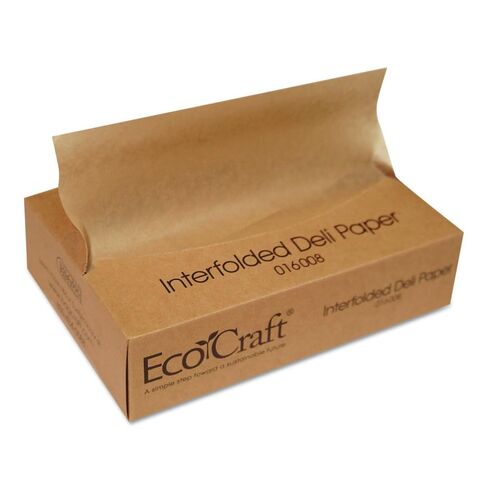 Bagcraft Papercon 016008 EcoCraft Interfolded Dry Wax Deli Paper, 10-3/4" Length x 8" Width, NK8 Natural (12 Packs of 500) in Kuwait