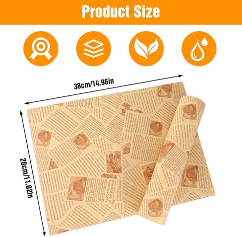 300 Sheets Sandwich Wrapping Paper, Printed Parchment Paper, Newspaper Food Wrap Deli Sheets for Outdoor Picnic, Churches, Home Party (15x11inch) in Saudi Arabia
