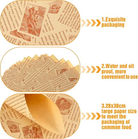 300 Sheets Sandwich Wrapping Paper, Printed Parchment Paper, Newspaper Food Wrap Deli Sheets for Outdoor Picnic, Churches, Home Party (15x11inch) in Saudi Arabia