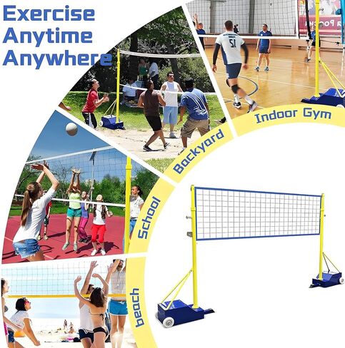 Heavy Duty Adjustable Volleyball Poles with Stable Base - 4 Heights (5.1-6.9ft) for Backyard, Indoor & Outdoor Use - Perfect for Adults, Kids, Schools & Gardens in Saudi Arabia