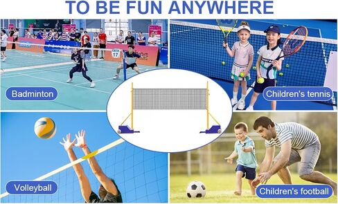 Volleyball Poles for Backyard with Volleyball Net/Badminton Net Indoor Outdoor Heavy Duty Badminton Poles Adjustable 4 Heights of 5ft-6.6ft with Wheels and Net for Adults Stadium Garden in Saudi Arabia