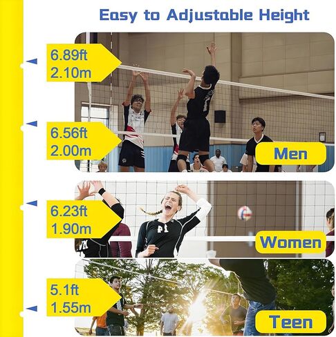 Adjustable Volleyball & Badminton Poles - Portable Outdoor Stand, 5.1ft-6.9ft Height for Backyard, Heavy Duty for Adults & Youth, Ideal for School & Stadium Use in Saudi Arabia