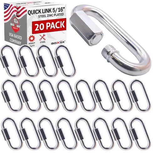BoxerTool Steel Chain Quick Links 5/16" (20 Pack) - Chain Connector, Screw Carabiner, Threaded Quick Link Connector, Heavy Duty Steel Grade in Saudi Arabia