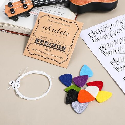 Soprano Ukulele Strings, Ukulele Strings Baritone Ukuleles String, 5 Sets Nylon Ukuleles String Set, Soprano (21 Inch) Concert (23 Inch) Tenor (26 In) with 10 Felt Picks in Kuwait